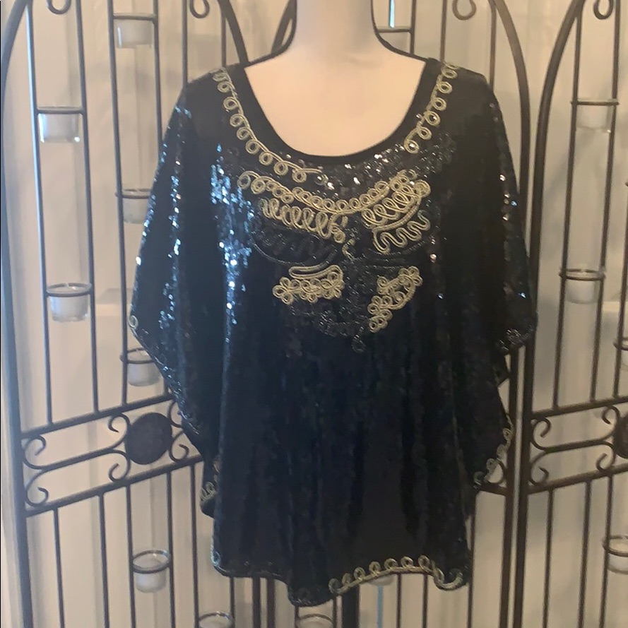 Solid Black Sequined Top